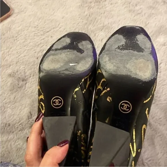 Chanel Black and Gold Ankle Boots, US7 - Picture 12 of 12